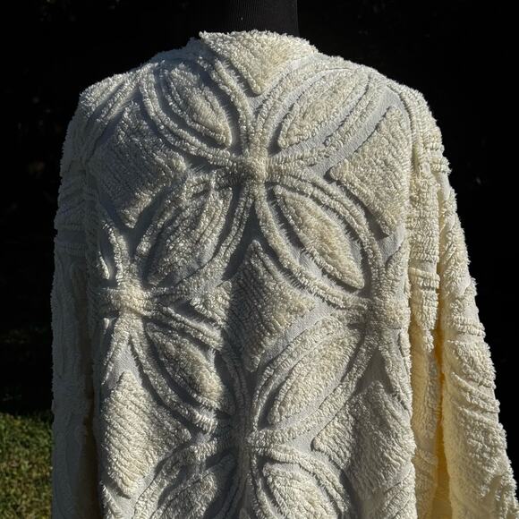 Handmade Chenille Duster Jacket, Fringe Upcycled Bedspread Boho Coat Cottage - Picture 4 of 11